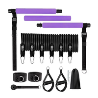 180lbs Gym Réglable 3-Section Pilates Bar Stick Avec Bandes Empilables Poignées Porte Ancre Pilates Bar Kit Avec Bandes De Résistance