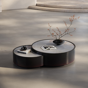 Mesas de Centro Modernas Nórdicas Decorativas para Sala de Estar, con Superficie de Piedra Sinterizada de <span class=keywords><strong>Alta</strong></span> Calidad y Base Gris, Multifuncionales - Product Image 1