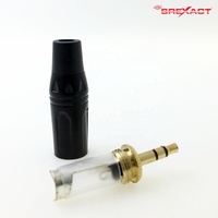 Connecteur audio TRS 3,5 mm de haute qualité, contact en laiton premium plaqué or, coque en alliage de zinc, courant 3A, capuchon noir 6,0 mm