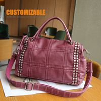 Sac à main GPS vintage en cuir PU, style européen et américain, grande capacité, imperméable, avec deux broderies et rivets, exquis, vente chaude