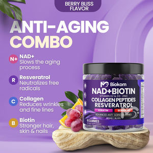 OEM NAD + resveratrolo berberina biotina Anti-invecchiamento gommoso per la pelle dei capelli unghie integratore articolare collagene peptidi K2 e D3 Gummies - Product Image 4