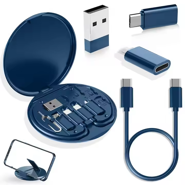 Portable 3-in-1 Magnetic Type-C USB Cable with Nylon Jacket 3A Fast Charging Adapter Kit for Computer & Mobile Phones