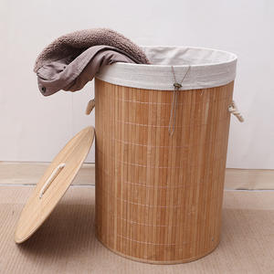 Panier à linge pliable en bambou pour la maison, grande capacité et design modulable pour le rangement dans la buanderie - Product Image 4