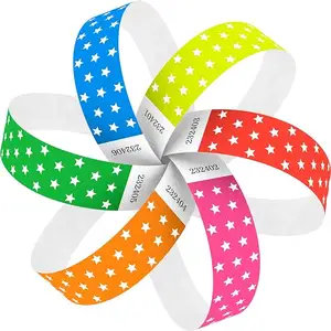 Cheap 3/4 Inch Sheets Printable Neon Color Tyvek Paper Wristbands 1 Time Use