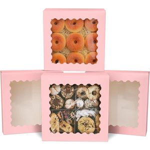 Scatola di Carta Personalizzata per Alimenti, Stampata in <span class=keywords><strong>Rosa</strong></span>, con Finestra Trasparente, per <span class=keywords><strong>Pasticceria</strong></span> e Confezioni di Dolci - Product Image 6