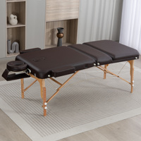 Cama de Masaje Plegable de 3 Secciones, Portátil, con Marco de Madera, Reposacabezas Ajustable y Espuma de Alta Densidad para Spa, Gimnasio y Hotel (OEM)