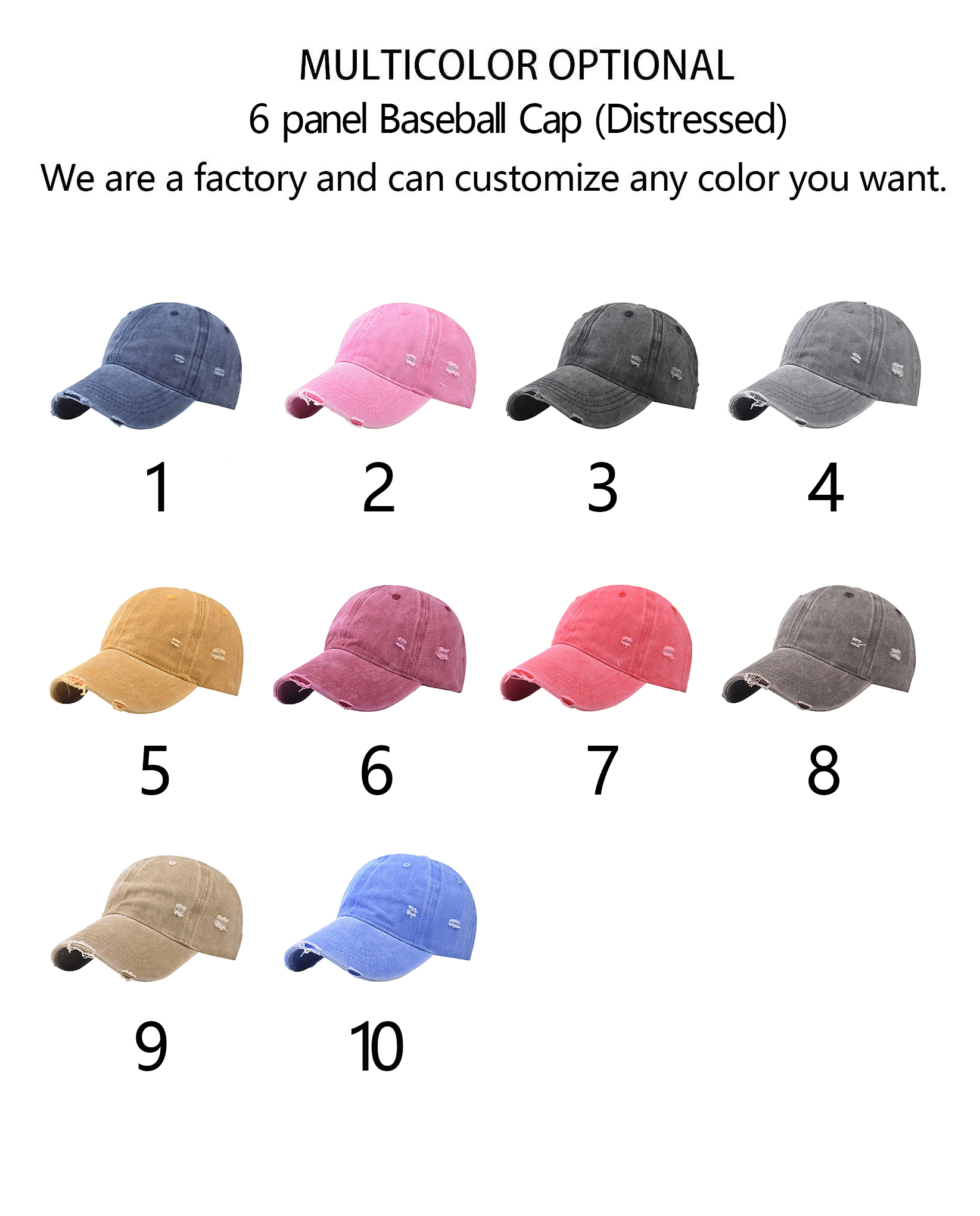 Casquette de baseball 6 panneaux (aspect vieilli)