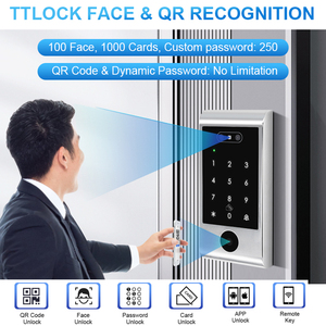 TTLock BLE WiFi กันน้ำ IP67 รหัส QR สมาร์ทล็อค, ระบบควบคุมการเข้าออกด้วยคีย์แพด NFC RFID แบบสแตนด์อโลน 13.56MHz พร้อมบาร์โค้ด V6-QR Wate - Product Image 1