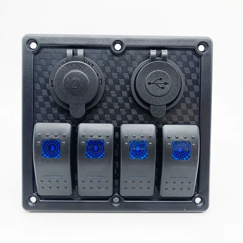 Bus Marine 3.1A Usb Charger Socket DC 12V 24V 5Pin on-off Button Switch Universal 4 Gang Rocker Switch Panel