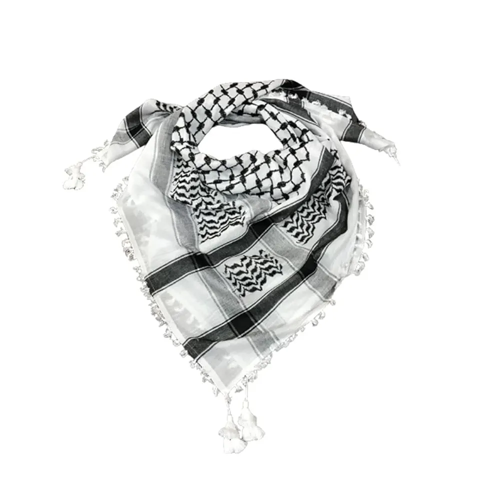 新着メンズブラックオンホワイトクフィアアラファットハッタコットンユニセックススカーフエスニックシェマーゲフィエアラブパレスティンスカーフ
