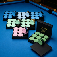 QK-03 9 pièces/boîte Craie de billard Taom professionnelle pour pointe de queue de snooker et de pool, haute densité, haute rotation, sans résidu, application fluide