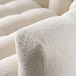 Modern Tufted Chesterfield Boucle Fabric <b>Sofa</b> in Cream, Luxurious and Comfortable Living Room Furniture - Product Image 5