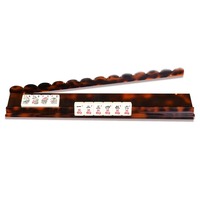 Ensemble de Mahjong de Luxe en Acrylique Premium, Moderne, Portable et Durable, avec Pions à Bordure Écaille de Tortue, Style Chinois-Américain