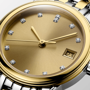 Montre-bracelet automatique mécanique pour femme avec index diamantés, affichage de la date et fond squelette, style habillé - Product Image 2