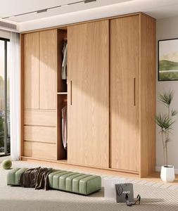 Armario Principal de Estilo Minimalista Contemporáneo con Acabado en Madera de Roble Norteamericano y Amplio Espacio de Almacenamiento - Product Image 5