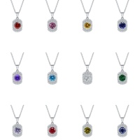Nouveau pendentif polyvalent en argent sterling 925 avec pierre de naissance de décembre et collier en zirconium rond pour femme