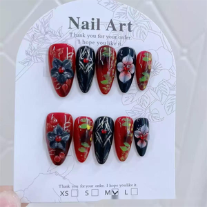 <span class=keywords><strong>Faux</strong></span> <span class=keywords><strong>ongles</strong></span> en acrylique faits main, nude, 3D, motif renard à neuf queues et floral, peints à la main, réutilisables, couvrance totale, avec colle, vente en gros, <span class=keywords><strong>chinois</strong></span> - Product Image 3