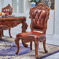 Ensemble de table et de chaises de salle à manger de style européen d'inspiration antique, meubles de salle à manger classiques de luxe en bois massif pour toute la maison