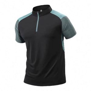 Custom Logo Printed Eco-Friendly Dry Men's <b>Stand</b> Collar Half Zipper <b>Cycling</b> Jersey Slim Fit High Stretch Breathable Sports - Product Image 2