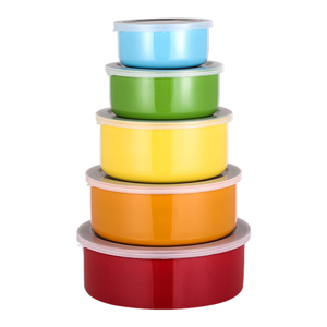 5 boîtes de conservation alimentaire rondes en acier inoxydable avec couvercles en plastique, contenants alimentaires colorés pour enfants - Product Image 1