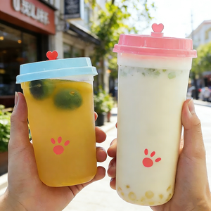 Copos Plásticos Descartáveis Personalizados com Logo Tampa Transparente em Forma de U 6/8/9/16/24/32oz Copos Foscos de Parede Única para Sobremesa Café para Chá com Leite - Product Image 5