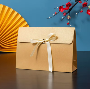Multi <b>Color</b> Flap Paper Gift Bag With Satin Ribbon Bow, Foldable <b>Envelope</b> Style Paper Tote Bag for Clothing Scarf Socks Packaging - Product Image 4