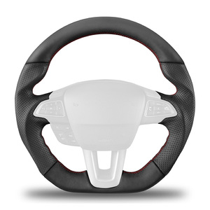 Cómoda cubierta para volante de coche fibra de carbono lujo cuero recortado volante de carreras - Product Image 6