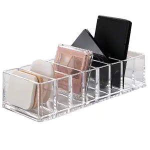 Soporte compacto de acrílico para maquillaje, estuche de almacenamiento para maquillaje, sombra de ojos, lápiz labial, organizador, 8 ranuras