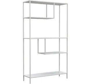 Moda moderna Durable de la Escuela de almacenamiento blanco libros 4-Niveles de Metal biblioteca estante de almacenamiento en Rack estantes