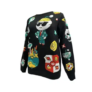 New OEM Fashion Loose Casual Pullovers Sweater Women's Regular Sleeve Cartoon Sweaters