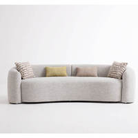 Canapé d'angle incurvé en tissu écologique et durable, style rétro crème, ensemble 1+2+3 places, idéal pour petits appartements – Collection Hôtelier Français Moderne