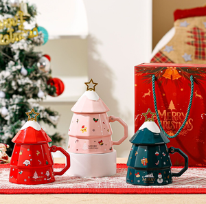 Mug de Noël en gros, tasse à café en céramique personnalisable avec couvercle, cadeau festif pour les fêtes, vente en gros - Product Image 1