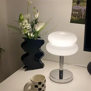 Nordic Minimalist Atmosphere Egg Tart Glass Desk Lamp Creative Bedroom Bedside Living Room Decor TableLamp Bauhaus Medieval Lamp