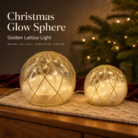 Ensemble de lampes boules de Noël en verre transparent avec maille dorée scintillante, sphère lumineuse de Noël, globe à neige illuminé, centre de table festif pour célébrations et fêtes