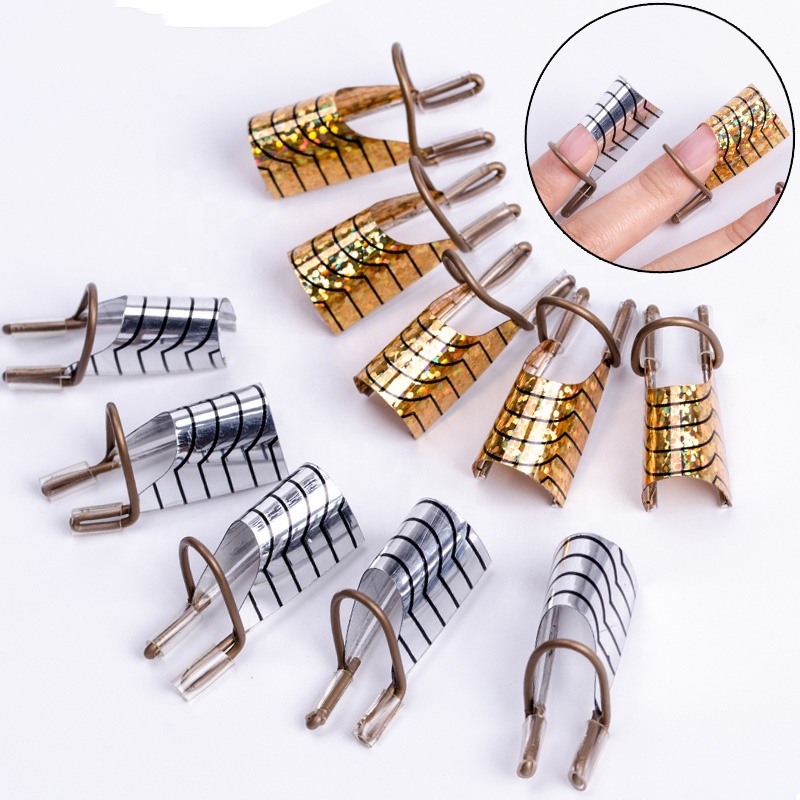 5 шт Nail Art C изогнутой формы Руководство Расширение советы французский фольга УФ-гель польский гель УФ дизайн формы многоразовые металла пресс-форм Маникюрный Инструмент