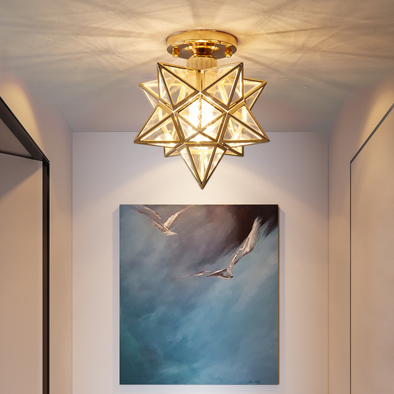 Nordic Modern Design Iron Pentagram LED Ceiling Lights 6000K Corridor Aisle Lamp Indoor Living Room Decoration Surface Mounted
