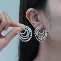 Boucles d'oreilles circulaires brillantes en strass LUOXIN, mode européenne et américaine, pour femmes, accessoires quotidiens
