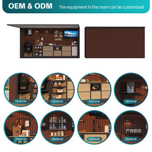 Caractéristiques intégrées Armoires de cuisine préfabriquées pour l'extérieur Villa Utilisation Système de panneau résistant à l'eau Fumeur Machine à glaçons Bar Sièges - Product Image 6