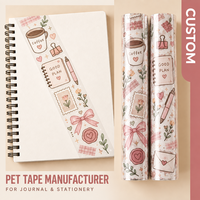 Rouleaux d'autocollants en ruban PET personnalisés, brillants, fournitures de bricolage pour le journaling