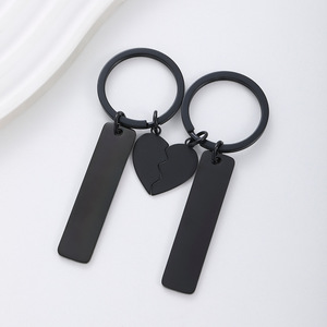 Llavero de pareja personalizado con impresión láser en color, material en blanco, llavero de <span class=keywords><strong>metal</strong></span> grabado de medio corazón <span class=keywords><strong>rectangular</strong></span> - Product Image 3