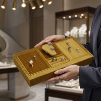 Plateaux de présentation de bijoux carrés en velours personnalisés, modernes et magnétiques, avec logo imprimé, empilables, pour l'organisation des placards, commodes et tiroirs