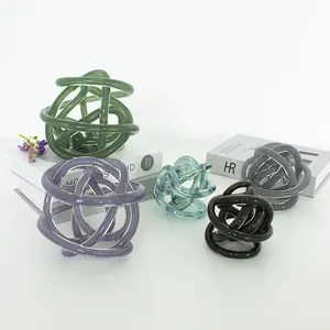 Glass Paperweight Home Decoration Murano Glass Solid Color Glass Knot Sculpture Paperweight