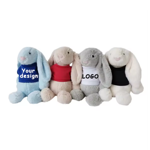 Mainan boneka hewan berlogo kustom Multi warna kelinci lembut telinga panjang kartun dengan kemeja - Product Image 1