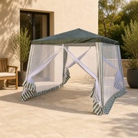 Moustiquaire de gazebo imperméable pour extérieur, pour gazebo pagode solaire 3x3, avec porte à fermeture éclair