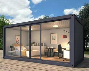 Maison de luxe préfabriquée en conteneur maritime de 20 pieds, cuisine, salle de bain, porte coulissante, design moderne, noire, une chambre, pour usage résidentiel - Product Image 4