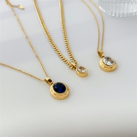 Collier Bowei, ovale géométrique, saphir et zircon blanc, petite chaîne de clavicule