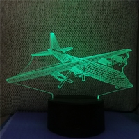 Nouvelle lampe de nuit 3D en forme d'avion, LED tactile, mini lampe de table moderne, 7 couleurs changeantes, lampe d'intérieur, cadeau pour enfants, jouet