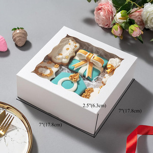 Kotak Kue Putih Berkualitas Baik <span class=keywords><strong>7</strong></span> Inci dengan Jendela, untuk Pernikahan, Ulang Tahun, Kue Macaron, Kemasan Kue Cokelat - Product Image 3
