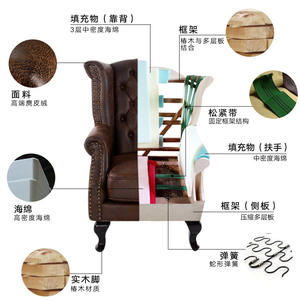 Tiger Chair Single Sofa American European Style Retro Leather Living Room Chair Brown Suede Finish LF-9005 - Product Image 4