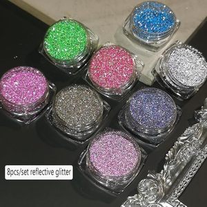 Fcozpjk Ensemble de paillettes réfléchissantes 8 couleurs, paillettes diamantées pour ongles, argent, rose, violet, vert, paillettes en vrac - Product Image 2